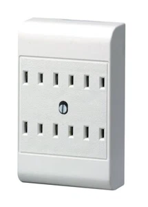 Leviton 49687-W Adattatore da 15 Ampere, 125 Volt, 2 Fili, 6 Uscite, Bianco - Foto 1 di 2