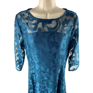 Vestido Mujer Talla 6-10 Color Turquesa Encaje Sobre Forro Consulte Medidas - Imagen 1 de 8