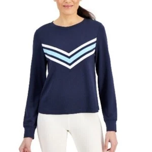 ID Ideology Mujer Active Chevron Camisa Manga Larga, Top Azul Talla Grande - Imagen 1 de 9