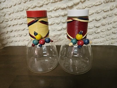 Pyrex para aderezo para ensaladas y vinagre cruets cuello envuelto con cuentas de colores Foto 1 de 3