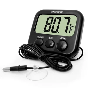 Digital Thermometer with External Sensor, Magnet, Suction Cup, Water Black - Picture 1 of 7