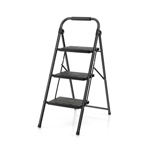 3 Step Ladder Folding Step Stool w/ Locking Device & Non-Slip Foot Pads Black - Picture 1 of 11