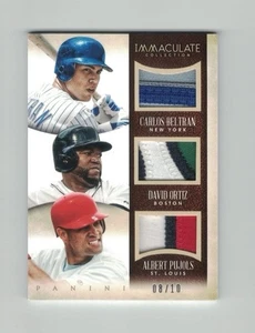 DAVID ORTIZ Albert Pujols CARLOS BELTRAN 2014 Panini Immaculate TRIPLE PATCH /10 - Picture 1 of 2