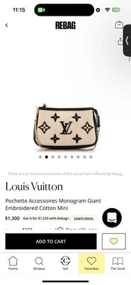 Louis Vuitton Pochette Accesorios Monograma Gigante Bordado Algodón Mini Foto 1 de 4