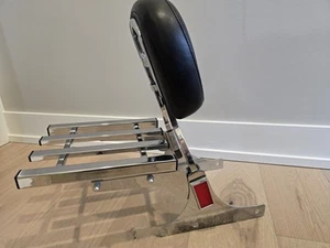 2002 Harley Heritage Softail Rear Back Rest Sissy Bar Rack Mount - Picture 1 of 10