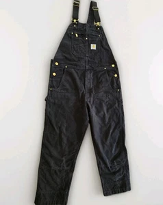 Carhartt R01-M 36x30 Double Knee Black Overalls 102776 001 - Picture 1 of 7