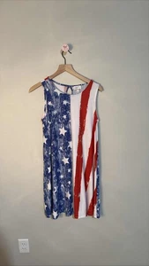 Liberty Perk Women's American Flag Tank Dress S 4th of July Patriotic Stars S - Picture 1 of 3