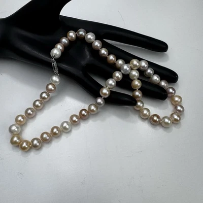 Genuino Grueso Collar de Perlas de Agua Dulce Multicolor 925 Cierre Esterlina Elegante Foto 1 de 4