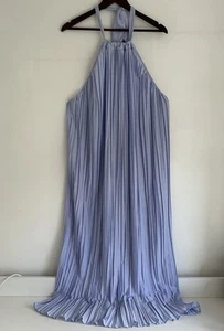 Vestido midi plisado lila Warehouse cuello halter talla 10 púrpura satinado - Imagen 1 de 5