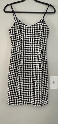 Vintage Roberta Gingham Bodycon Mini Sequin Dress Y2K Skater Punk Size 5/6 - Image 1 of 4