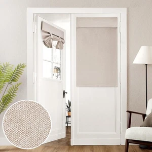 Natural Linen Blackout French Door Curtain W26 X L40 1 Panel Thermal Insulated - Picture 1 of 9