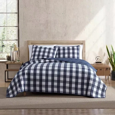 Lakehouse Plaid 2-Piece Navy Blue Cotton Twin Quilt Set - Image 1 of 4