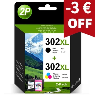 1-2 DRUCKERPATRONEN HP 302 Für HP 302 XL OfficeJet 3634 3636 3630 3831 3833 3835 - Bild 1 von 4