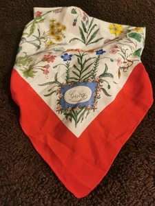 Vintage Gucci Silk Scarf V. Accornero Fruit Butterflies Baskets Red  33" x 34" - Picture 1 of 7