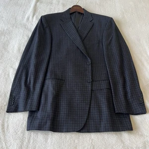 Canali Sienna Navy Blue/Brown Micro Plaid Sport Coat Men’s Sz 56R EU 46R US - Picture 1 of 19