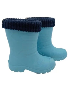 Ladeheid Kinder Gummistiefel Gr. 27 Türkis Strickmuster Outdoor Herbst Winter - Bild 1 von 5