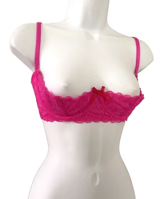 Sujetador de encaje rosa Deadstock años 2000 Y2K Dream Girl Half Show talla 34 Foto 1 de 4