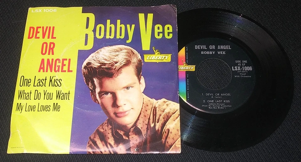 Vintage 45 rpm EP rock BOBBY VEE Devil or Angel 1960 Liberty LSX 1006 in rare PS Foto 1 de 4