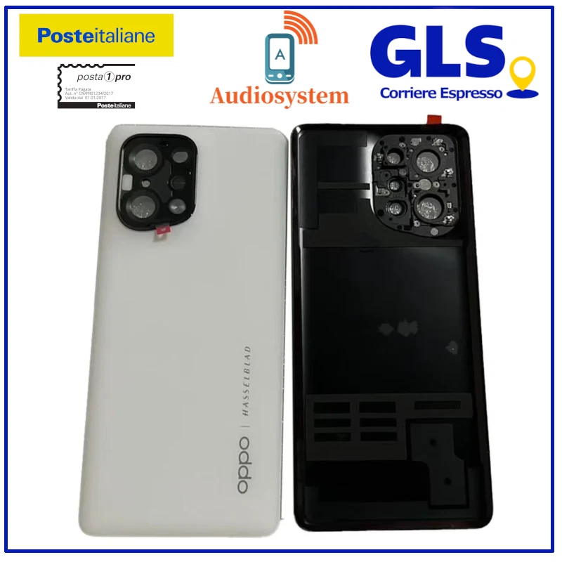 COVER BACK POSTERIORE SCOCCA per OPPO FIND X5 CPH2307 +VETRO FOTOCAMERA BIANCO