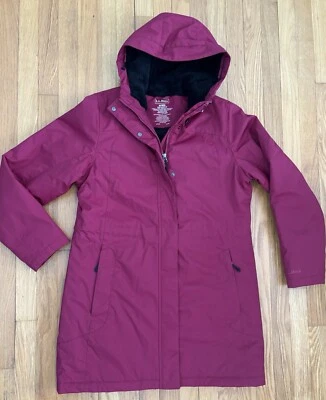 Abrigo calentador de invierno LL Bean para mujer Parka mediana chaqueta forrada con capucha 271139 Foto 1 de 4