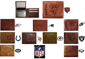 Billetera Doble Calidad NUEVA Todo Cuero NFL Billfold Mármol ELIGE EQUIPO - Imagen 1 de 9