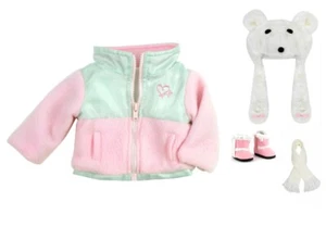 Ropa para muñecas 18" Chaqueta Rosa Gris Polar Sombrero Bufanda Botas Sophia's Se adapta a muñecas AG - Imagen 1 de 6