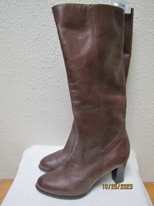 A.N.A A New Approach braune Leder-Kniehoher Reißverschluss Block 3" Absatz Stiefel Größe 7M NEU - Bild 1 von 12