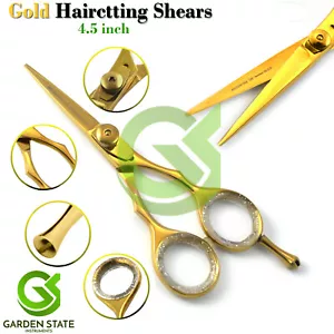 Forbici professionale taglio capelli titanio oro 4,5" baffi barba - Foto 1 di 3