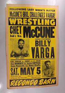 Count Billy Varga Vs. Chet McCune , Vintage Wrestling Event Poster 22x14in (S36) - Picture 1 of 16