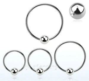 PAIR Supper Sizes Steel Captive Bead Ring Hoop Earrings 16G 14G 1/2"- 1-1/8" Dia - Picture 1 of 7