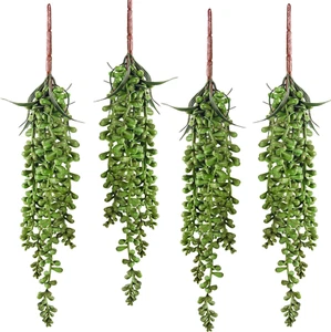 4Pc Artificial Hanging Succulent Plant Faux String Pearls for Home Office Decor - Picture 1 of 12