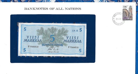 Banknotes of All Nations Finland 5 Markkaa 1963 UNC P-106Aa.9 Cover