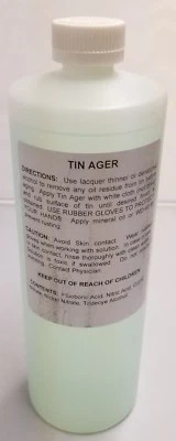 32盎司(盎司)TIN AGER变暗溶液金属钢古董老式旧金属  — 第 1/4 张图片