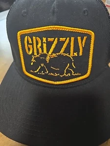 Schwarze Grizzly Griptape Trucker Netz Mütze Druckknopflasche Einheitsgröße - Bild 1 von 5