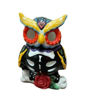 Blue Sky Clayworks Calvin The Owl Tealight Holder Flower Spooky Night Halloween - Picture 1 of 15