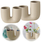 2er Set Nordic Blumenvase Ribe Keramik Doppelrohr-System Tisch-Vase Pampagras