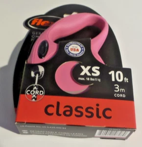 FLEXI Classic 3m Cord Retractable Dog Leash for Extra Small - 10 ft Pink 18lbs - Picture 1 of 2