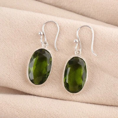Peridot Gemstone Drop/Dangle Green Earrings 925 Sterling Silver Indian Jewelry - Image 1 of 4