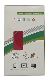 NEW Portable External Hard Drive Case (M.2) 2 TB - D2 Red - Picture 1 of 4