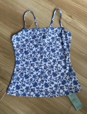 Ladies next blue/off White floral strap tankini top swimwear size 10 NWT - Image 1 of 3