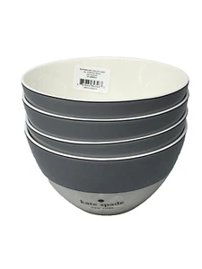 Kate Spade New York Rutherford Circle GRAY GREY Bowls Set 4 NEW - Picture 1 of 9