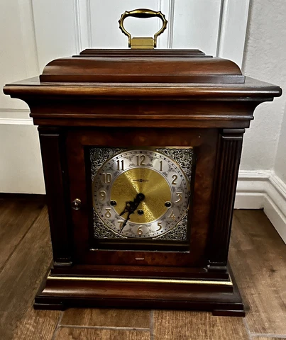 Howard Miller 612-436 Triple Chime Wood Mantle Clock w/ Key & Instructions Cover