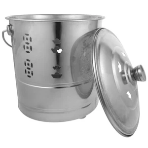 Stainless Steel Fire Pit Burning Paper Bucket Portable Trash Can Compost Bin - Picture 1 of 12