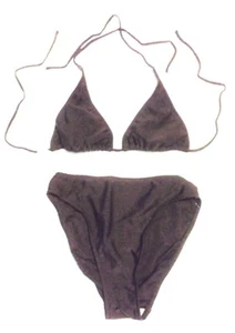 Sunsets Dark Chocolate Brown Halter Bikini Swimsuit Sz Small Top, XS Bott NWT$93 - Picture 1 of 5