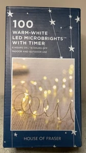 100 Warm-white LED microbright lights with timer battery operated. Premier plc - Picture 1 of 2