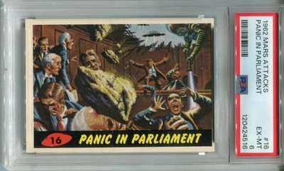 1962 Mars Attacks #16 Panic in Parliament PSA 6 EX-MT - Image 1 of 2