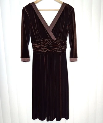 Vestido Babydoll Sandra Darren Terciopelo Talla 8 Marrón Oscuro Femenino Capricho Años 90 Glamour Foto 1 de 4