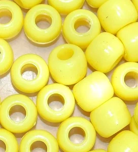 500pcs big hole yellow acrylic round pony acrylic beads 10x8 mm children Jewels - Picture 1 of 1