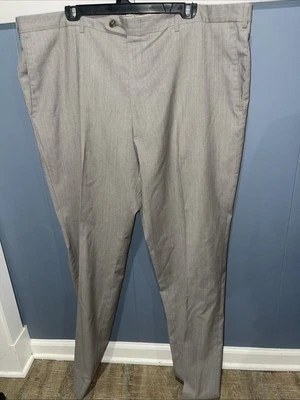Pantalones JB Britches Hechos en Italia 100% Lana Gris Claro Panel Plano Frontal 44R X 35 Foto 1 de 4