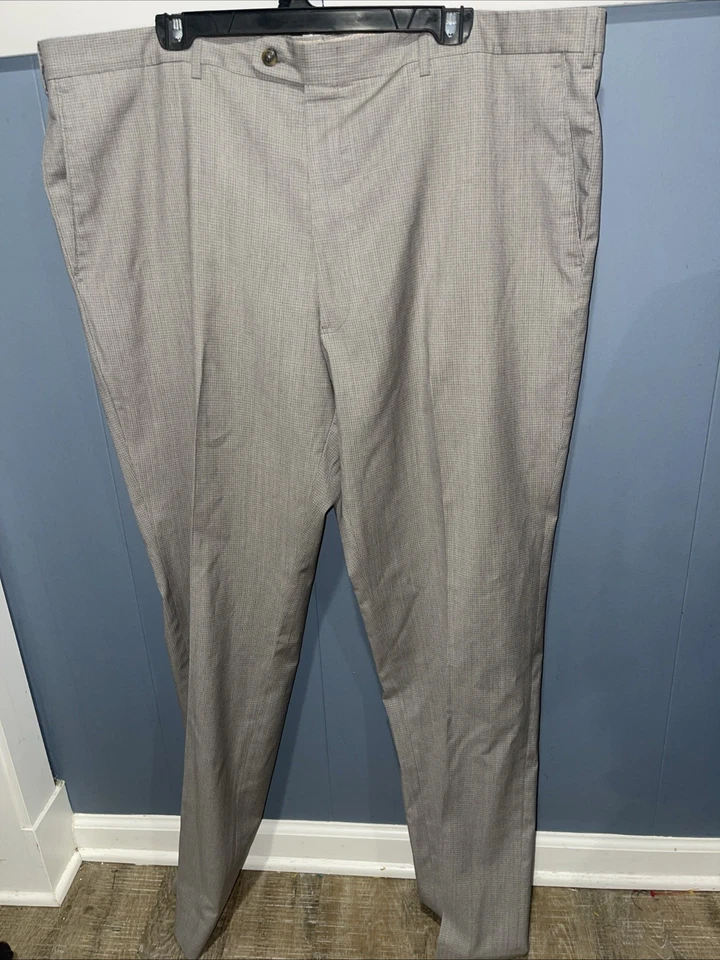 JB Britches Pants Made in Italy 100% Wool Light Gray Flat Panel Front 44R X 35 - Image 1 of 4